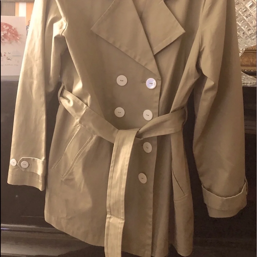 COPY - VINTAGE Linea by Louis Dell'Olio Trench Coat Women's L Tan Beige Brown - Picture 5 of 15